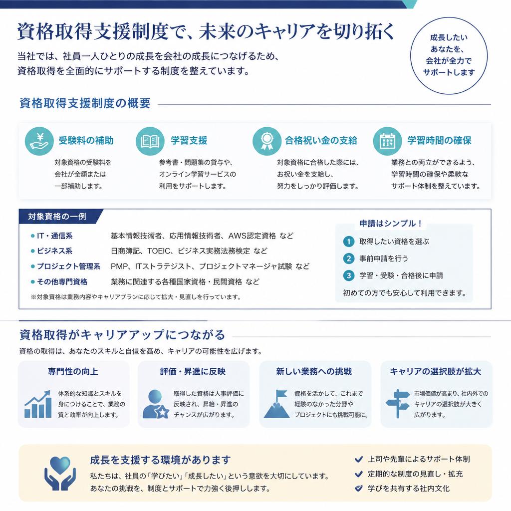【資格取得支援制度】【スキルアップのチャンス】