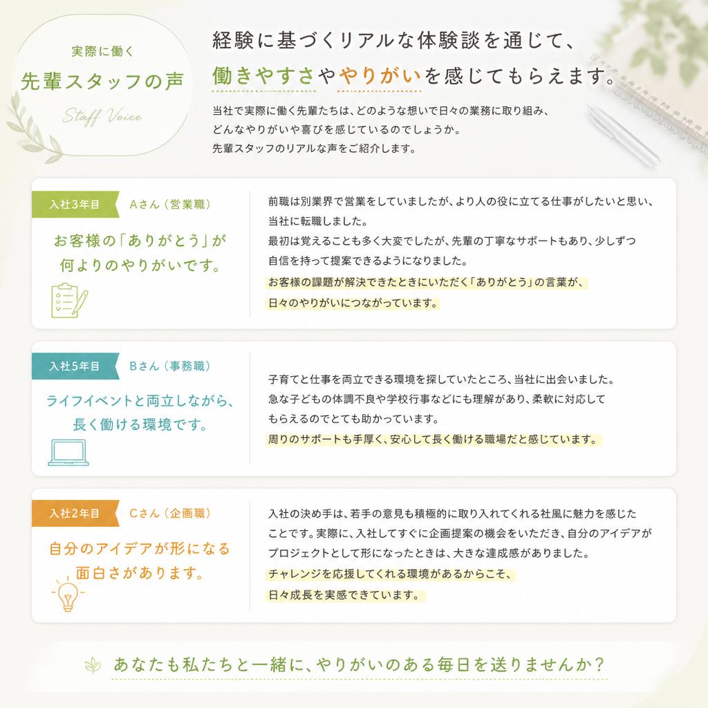 働く仲間の声