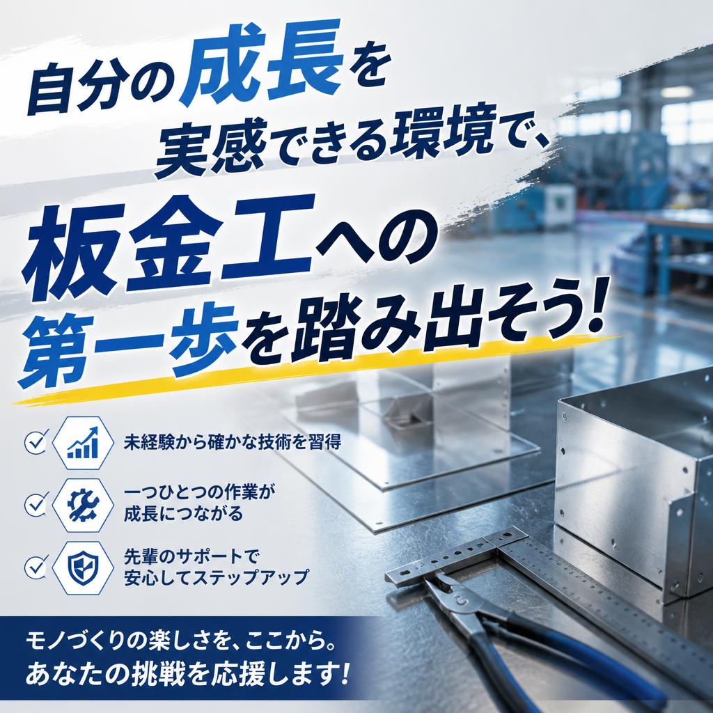 自分の成長を実感できる環境で、板金工への第一歩を踏み出そう！