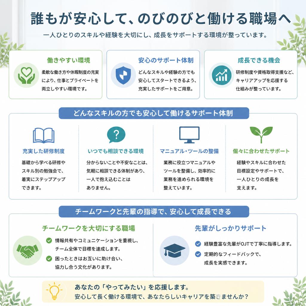 豊かな職場環境の魅力