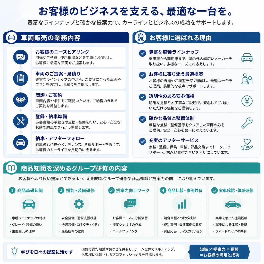 車両販売のポイントと商品知識