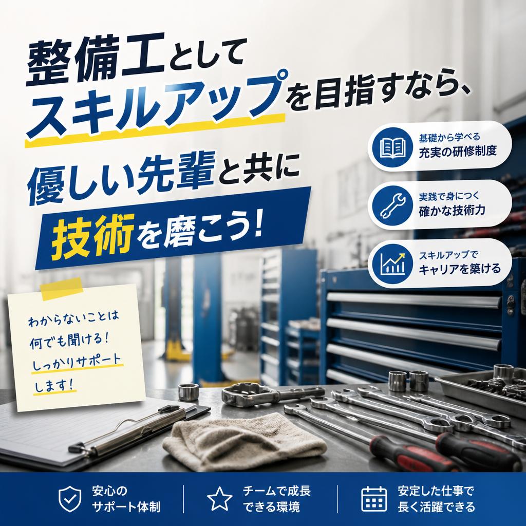 整備工としてスキルアップを目指すなら、優しい先輩と共に技術を磨こう！