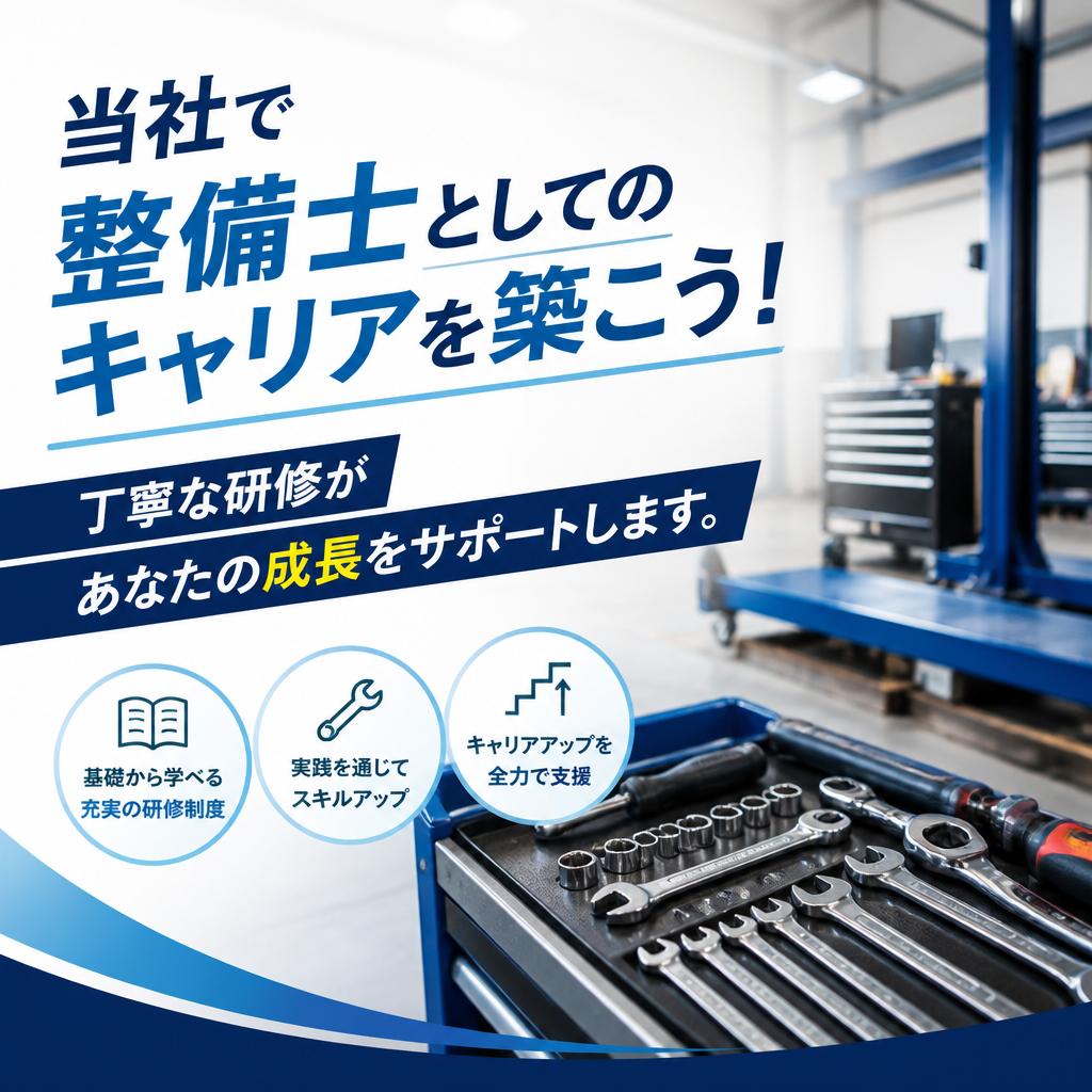 当社で整備士としてのキャリアを築こう！丁寧な研修があなたの成長をサポートします。
